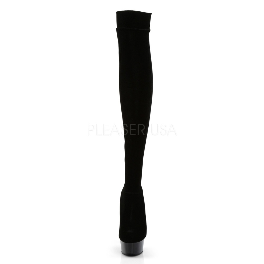 Velvet Platform Heel Thigh High Boots - Picture 3 of 6